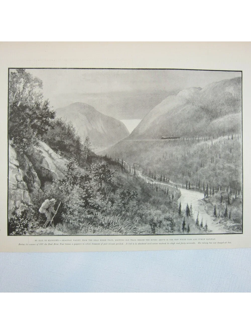Antique 1899 Print Canada By Rail to Klondike, Skagway, White Pass Yukon Train